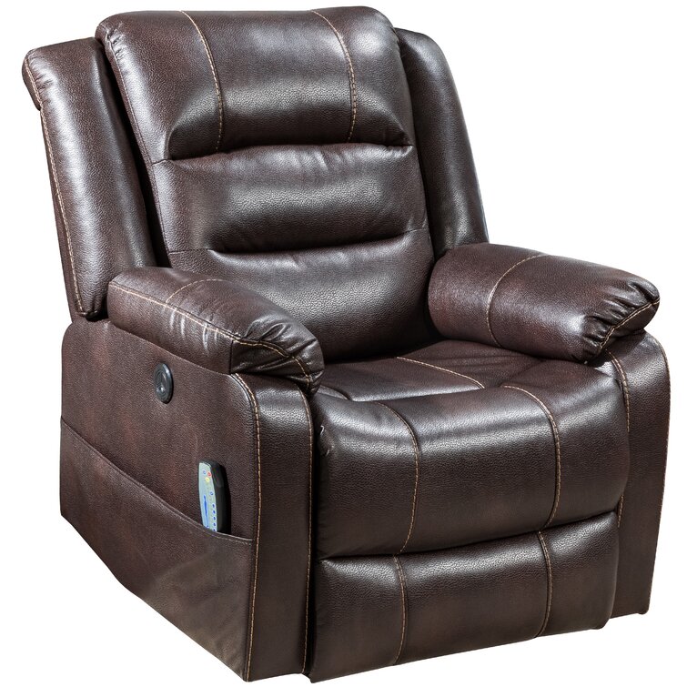Inbox Zero Faux Leather Power Reclining Heated Massage Chair Wayfair
